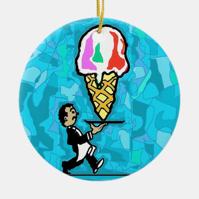 The Waiter. Ceramic Ornament (Front)