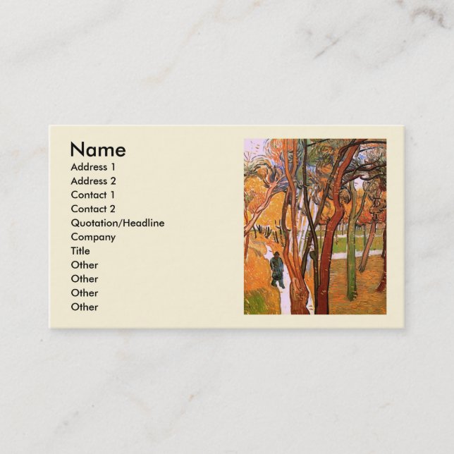 The Walk: Falling Leaves by Vincent van Gogh Business Card (Front)