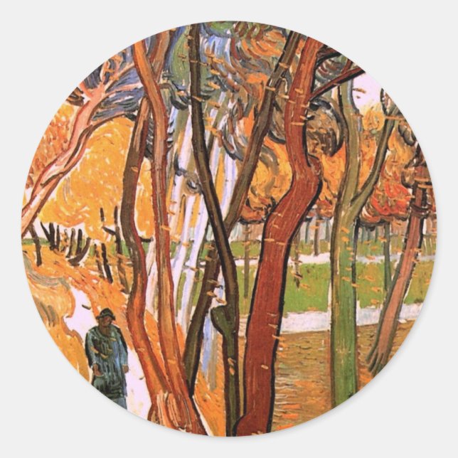 The Walk: Falling Leaves by Vincent van Gogh Classic Round Sticker (Front)