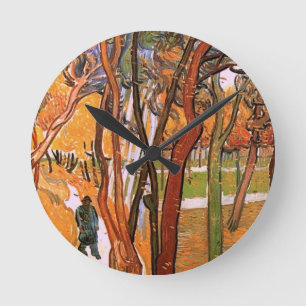 The Walk: Falling Leaves by Vincent van Gogh Round Clock