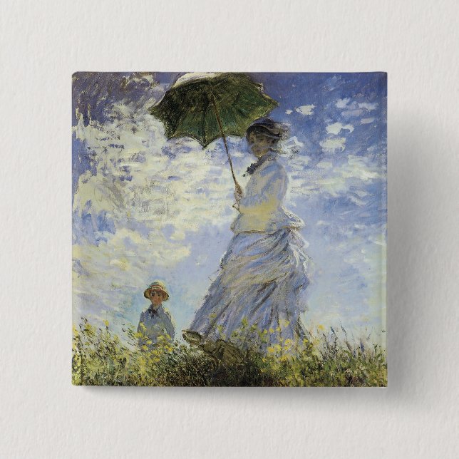 The Walk, Lady with a Parasol 2 Inch Square Button (Front)