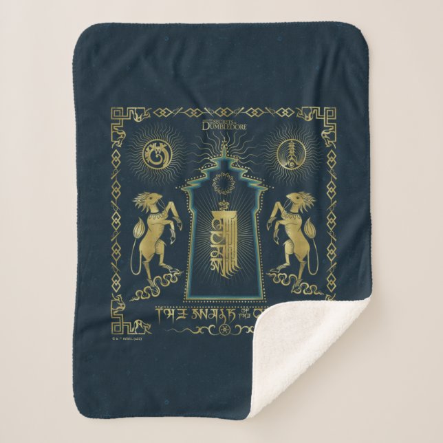 The Walk of The Qilin Golden Tower Tapestry Sherpa Blanket (Front)