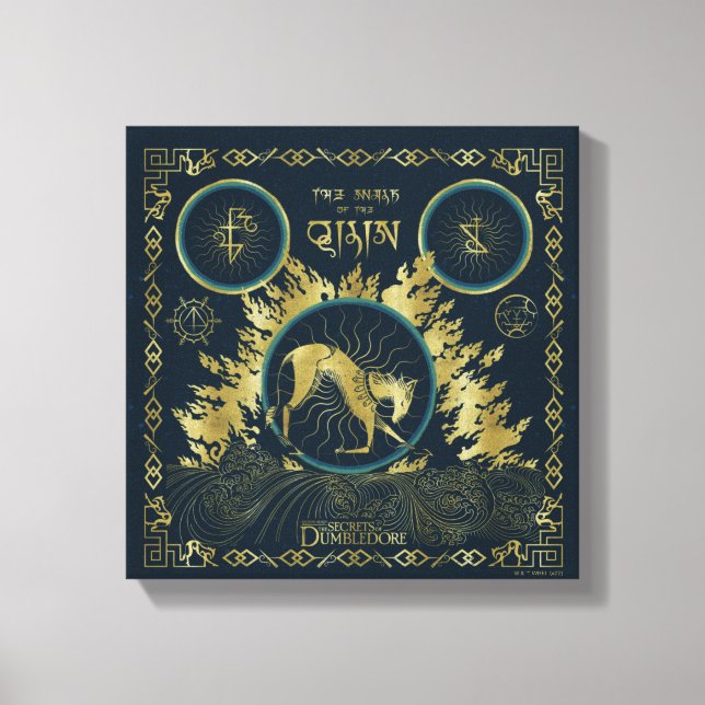 The Walk of the Qilin Golden Water Tapestry Canvas Print (Front)
