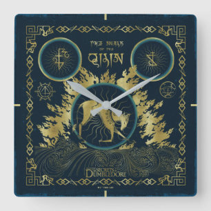 The Walk of the Qilin Golden Water Tapestry Square Wall Clock