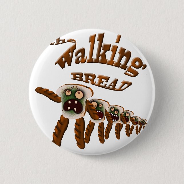 the walking bread 2 inch round button (Front)