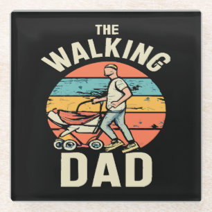 the walking dad glass coaster