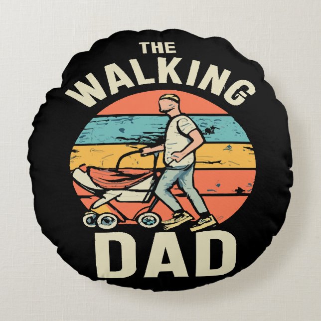 the walking dad round pillow (Front)