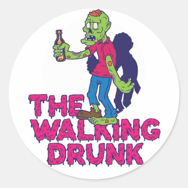 The Walking Drunk Classic Round Sticker (Front)