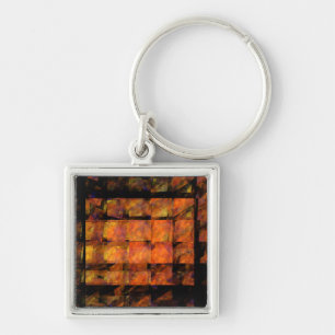 The Wall Abstract Geometric Fire Art Modern Keychain