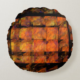 The Wall Abstract Geometric Fire Art Modern Round Pillow