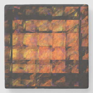 The Wall Abstract Geometric Fire Art Modern Stone Coaster