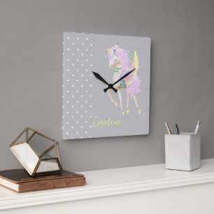 The Wall Clock features a cute unicorn design.