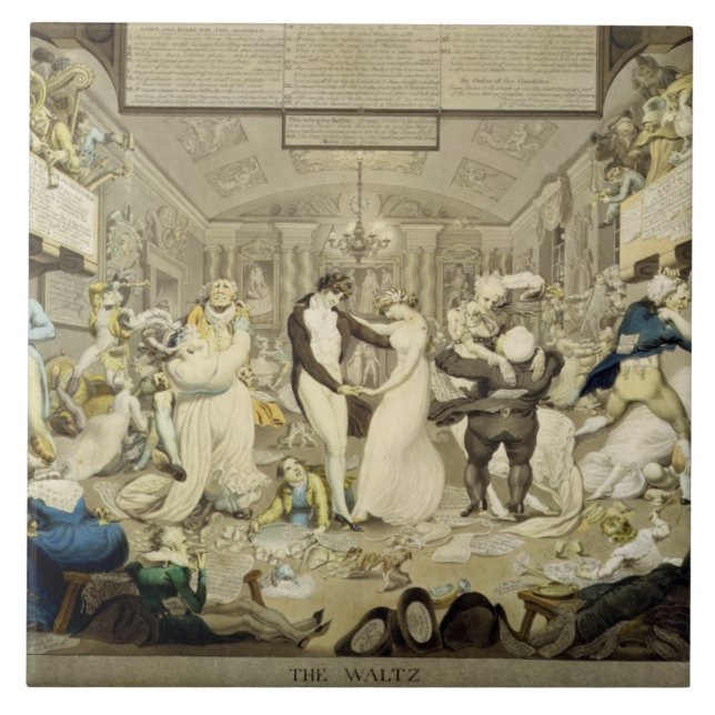The Waltz (coloured engraving) Tile (Front)