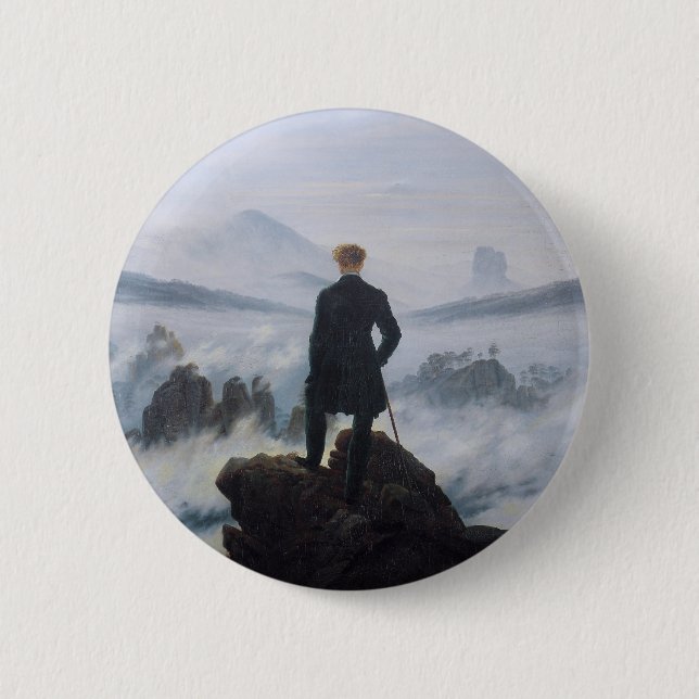 The wanderer above the sea of fog 2 inch round button (Front)