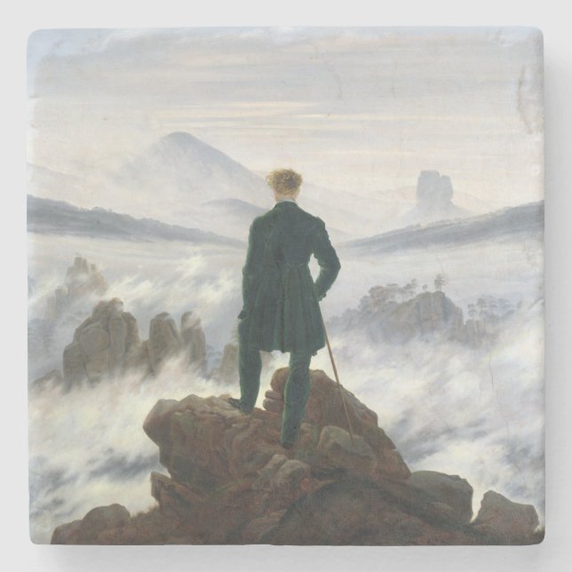 The Wanderer above the Sea of Fog Stone Coaster (Front)