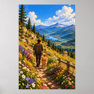 The Wanderer in Mountain Meadow Poster