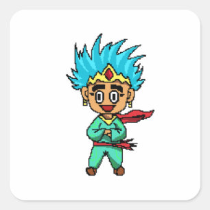The Wandering Pixel King   Retro Sidekic Square Sticker