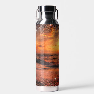 The Warm Ocean Beach The Sound of the Waves Sunset Water Bottle
