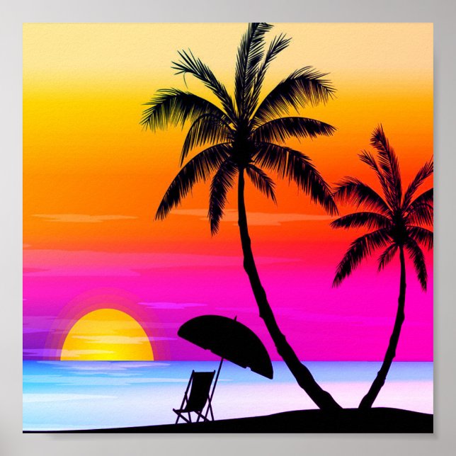 The Warmth of the Sunset Beach on Poster (Front)