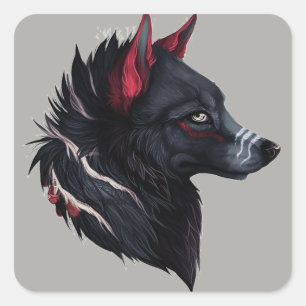 The Warrior Wolf Square Sticker