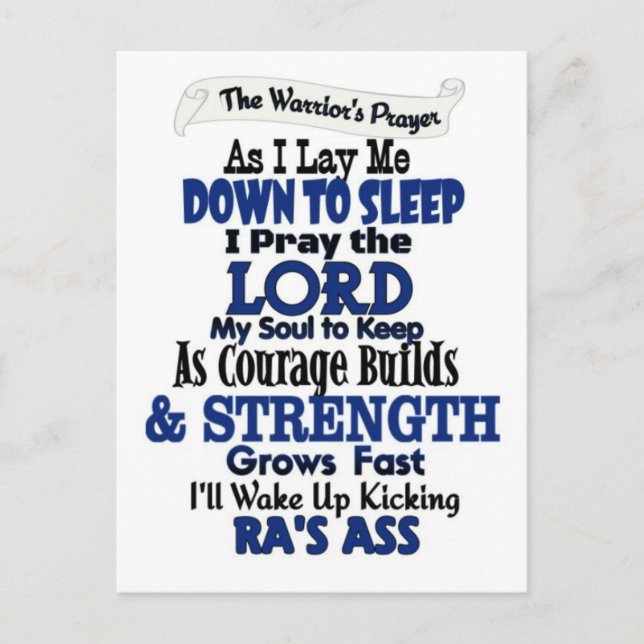 The Warrior's Prayer...RA Postcard (Front)