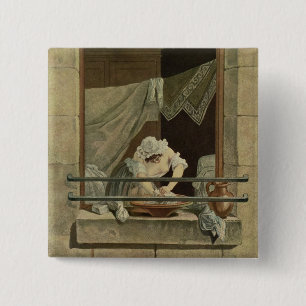 The Washerwoman, engraved by J. Laurent Julien (c1 2 Inch Square Button