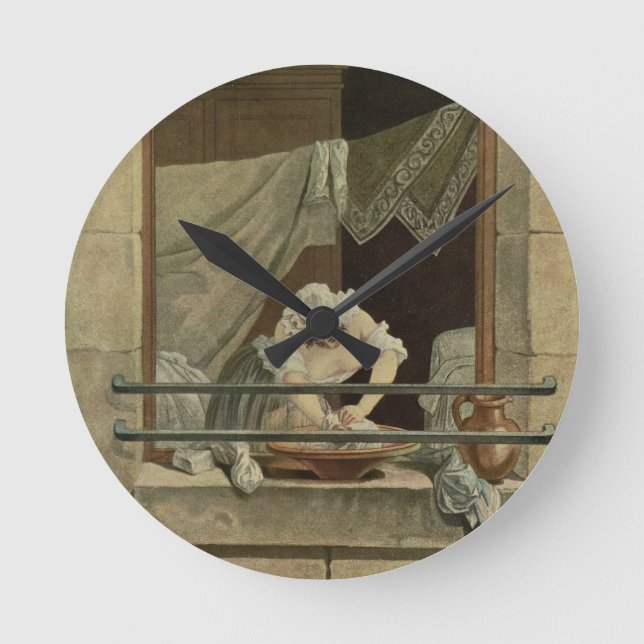 The Washerwoman, engraved by J. Laurent Julien (c1 Round Clock (Front)