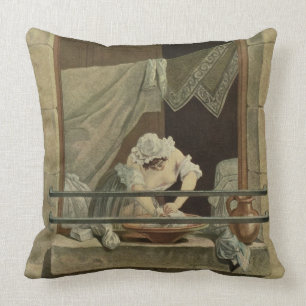 The Washerwoman, engraved by J. Laurent Julien (c1 Throw Pillow