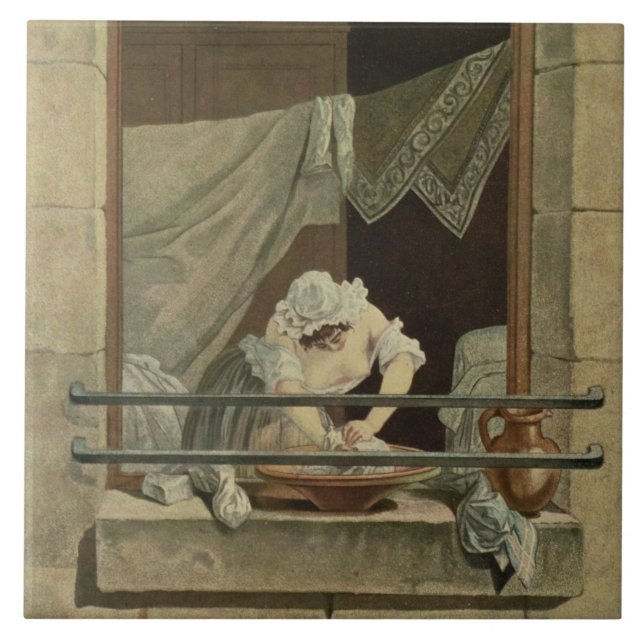 The Washerwoman, engraved by J. Laurent Julien (c1 Tile (Front)