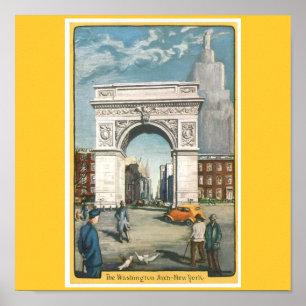 The Washington Arch. New York. Vintage Painting. Poster