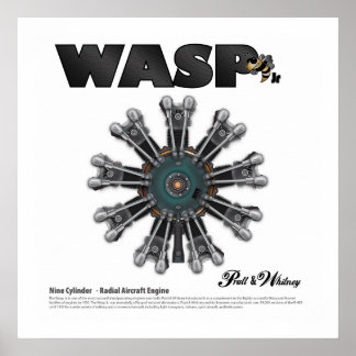 The "Wasp Jr." Radial Engine Art Poster