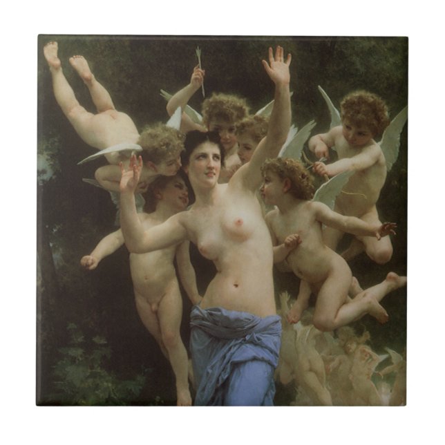 The Wasp's Nest by William Adolphe Bouguereau Tile (Front)
