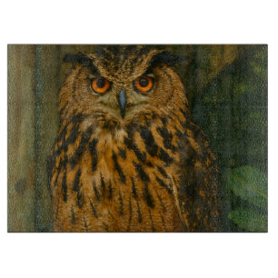 The Watcher – Eurasian Eagle-Owl in Woodland Light Cutting Board