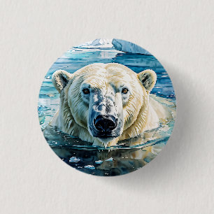 The Watchful Ice Guardian 1 Inch Round Button