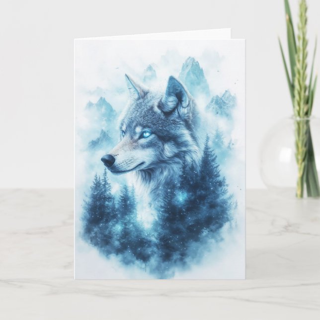 The Watchful Wolf in Frosted Peaks Card (Front)
