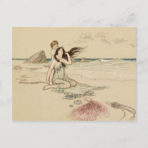 The Water Babies Beach Vintage Fairy Tale Story Postcard
