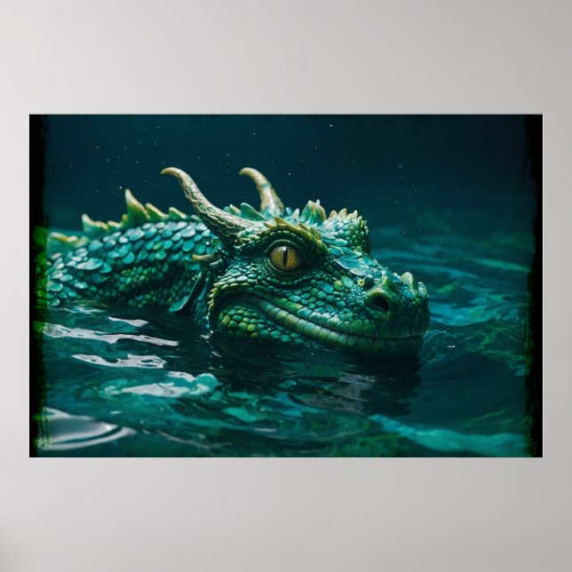 The Water Dragon Fantasy Art Poster (Front)