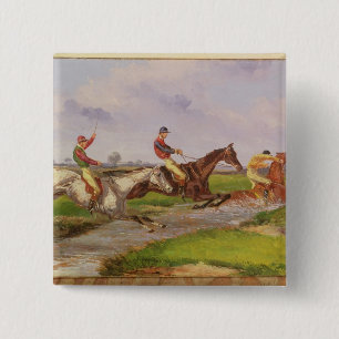 The Water Jump: the Autumn Steeplechase at Ballara 2 Inch Square Button
