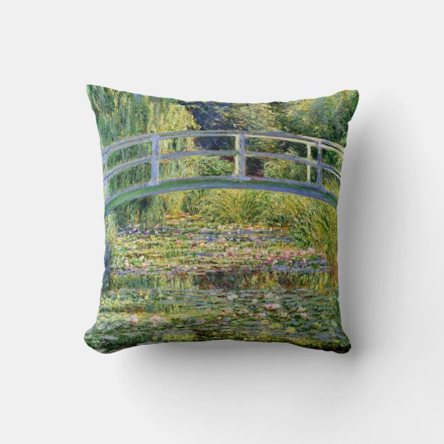 The Water-Lily Pond by Monet Fine Art Throw Pillow (Front)