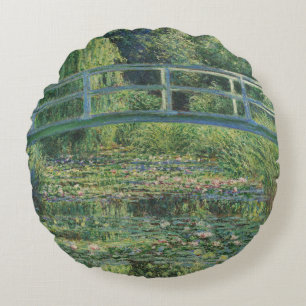 The Water-Lily Pond, Landscape Oil Painting, Monet Round Pillow