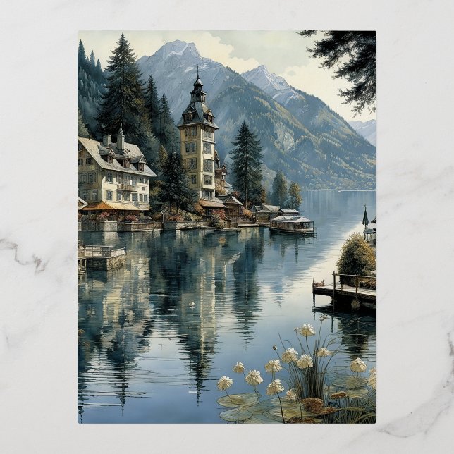 The water of Lake Wörthersee is clean and clear wi Foil Holiday Postcard (Front)