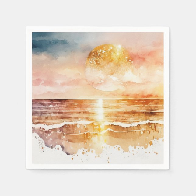 The Watercolor Beach Series Design 1 Napkin (Front)