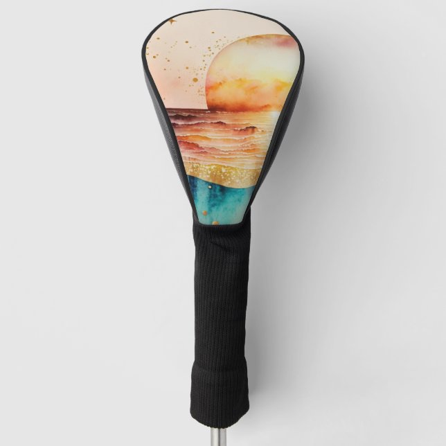 The Watercolor Beach Series Design 3 Golf Head Cover (Front)