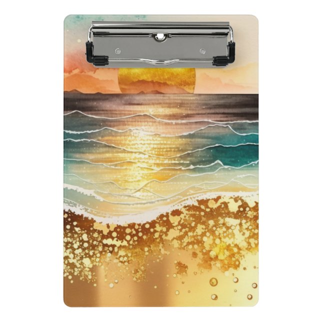 The Watercolor Beach Series Design 3 Mini Clipboard (Front)