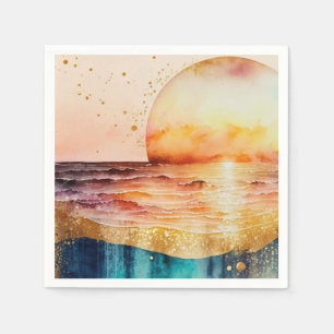 The Watercolor Beach Series Design 3 Napkin