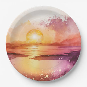 The Watercolor Beach Series Design 3 Paper Plate