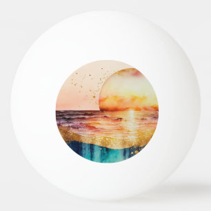 The Watercolor Beach Series Design 3 Ping Pong Ball