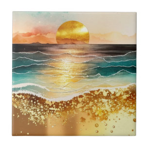 The Watercolor Beach Series Design 3 Tile