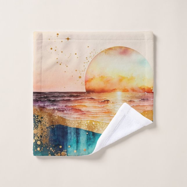 The Watercolor Beach Series Design 3 Wash Cloth (Wash Cloth)