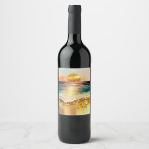 The Watercolor Beach Series Design 3 Wine Label